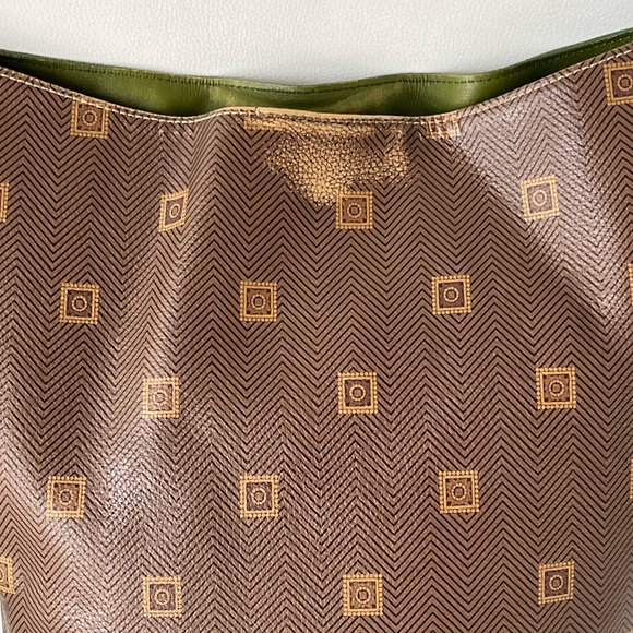 Texier France Leather Retro Avocado Green and Brown Envelope Style Backpack RARE - Picture 11 of 15